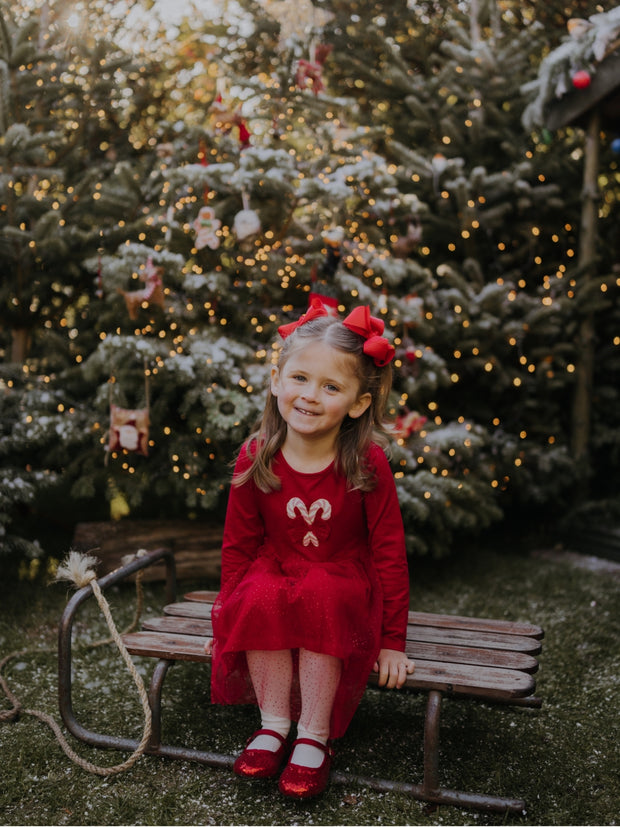 Name It Girls Red Candy Cane Christmas Dress  (9M- 5Y)