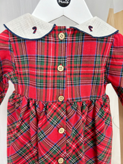 Baby Girls Festive Tartan Dress With Collar (3M-18M) - Red