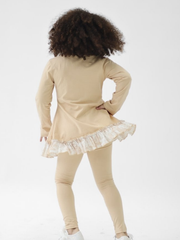 Girls 'Alba' Cross Ruffle Legging Set (18M - 8Y) - Beige