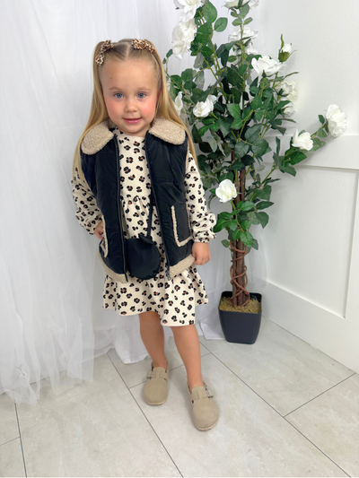 Mayoral Junior Girl Black & Cream Sherpa Gilet (3Y-8Y)