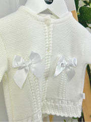 Baby Girls White Bow Cardigan (3M-24M)