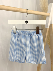 Boys Blue Checked Tractor Short Set