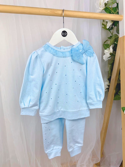 Mintini Girls Blue Diamante Tracksuit (12M - 2Y)