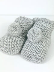 Knitted Pom Pom Booties - 4 Colours