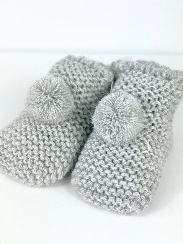 Knitted Pom Pom Booties - 4 Colours