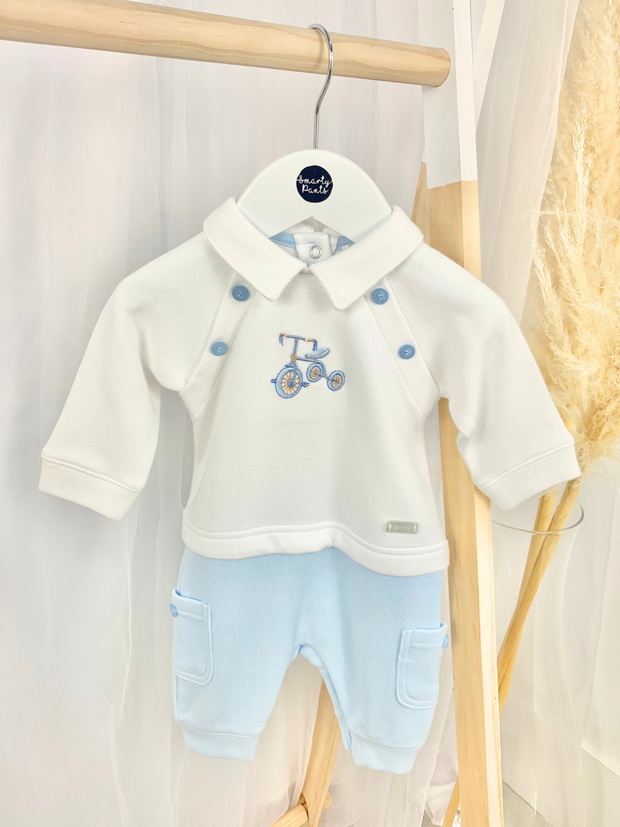 Baby Boy White & Blue Romper