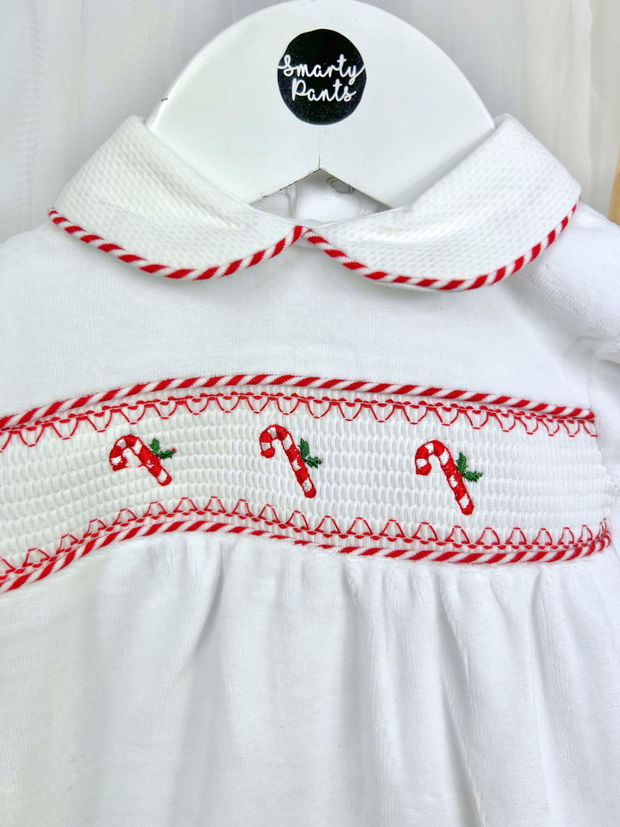 White Candycane Babygrow