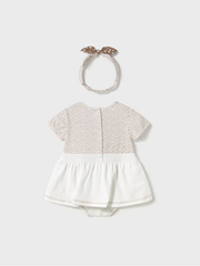 Mayoral Baby Girl Dunagree Romper & Matching Headband - 2 Colours