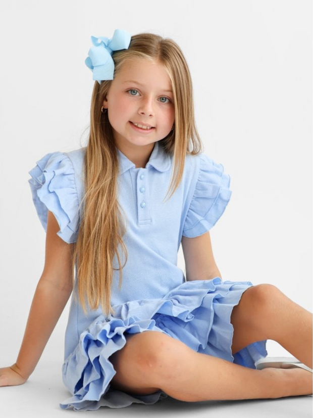 Girls 'Sian' Polo Dress - Blue