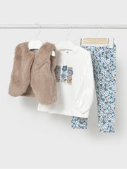 Mayoral Toddler Girl Blue Floral Outfit Set - 3 Piece (12M-4Y)