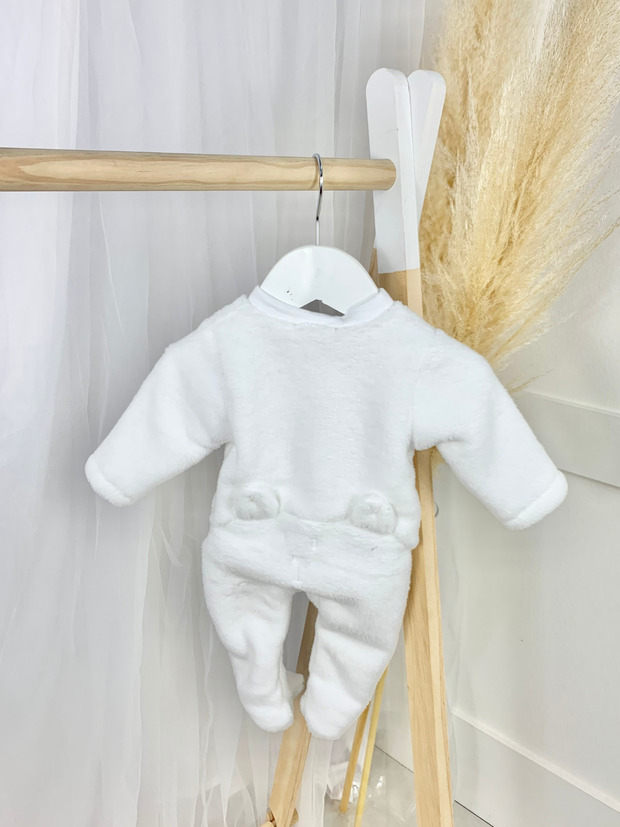 Deolinda White Fluffy Bear Babygrow