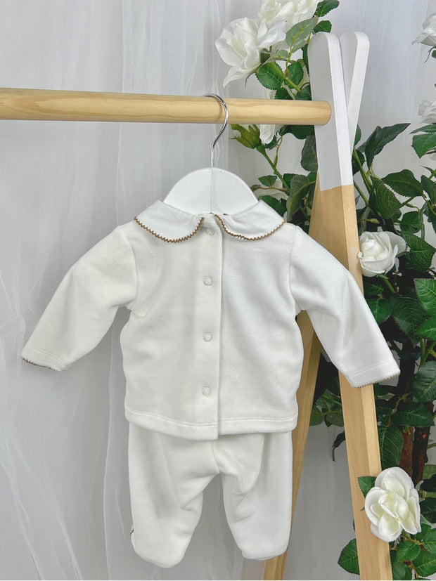 Deolinda Unisex 'Teddy' Off White 2 Piece Set (0M-9M)