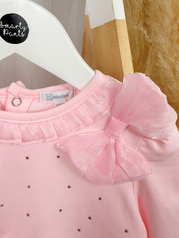 Mintini Girls Pink Diamante Bow Dress (12M - 5Y)