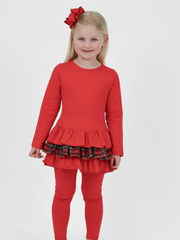 Girls 'Darcy' Tartan Bow Legging Set (18M - 8Y) - Red