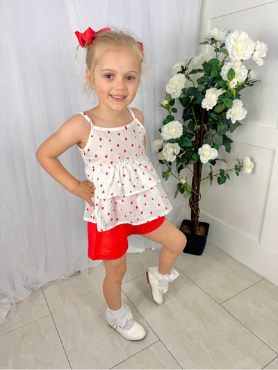 EMC Girls White & Red Loveheart Short Set