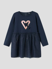 Name It Girls Navy Candy Cane Christmas Dress  (9M- 5Y)