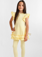 Girls 'Amber' Frilly Legging Set - Lemon