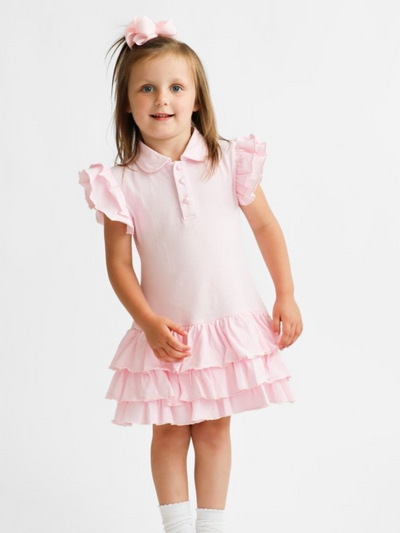 Girls 'Sian' Polo Dress - Light Pink