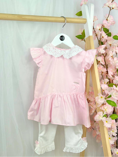 Mintini Toddler Girl Pink & White Legging Set