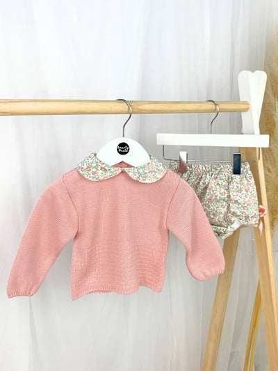 Baby Girl Knitted Top & Floral Bloomer Set