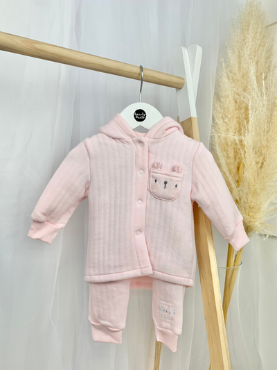 Baby Girl Quilted Bunny 3 Piece Outfit Set