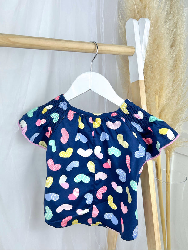 Toddler Girl Navy & Pink Hearts Set