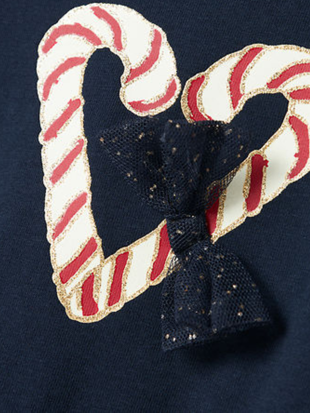 Name It Girls Navy Candy Cane Christmas Dress  (9M- 5Y)