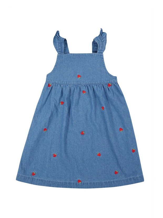 Frugi Organic Cotton 'Willa' Strawberry Denim Dress