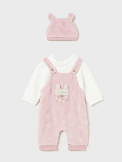 Mayoral Baby Girl Velour Bunny Dungaree Set