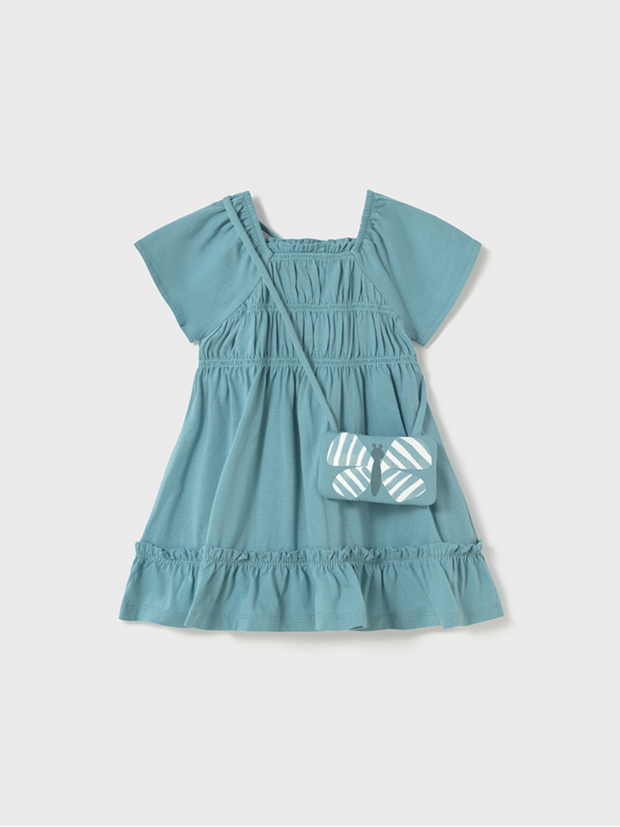 Mayoral Toddler Girl Flowy Dress WIth Handbag - 2 Colours