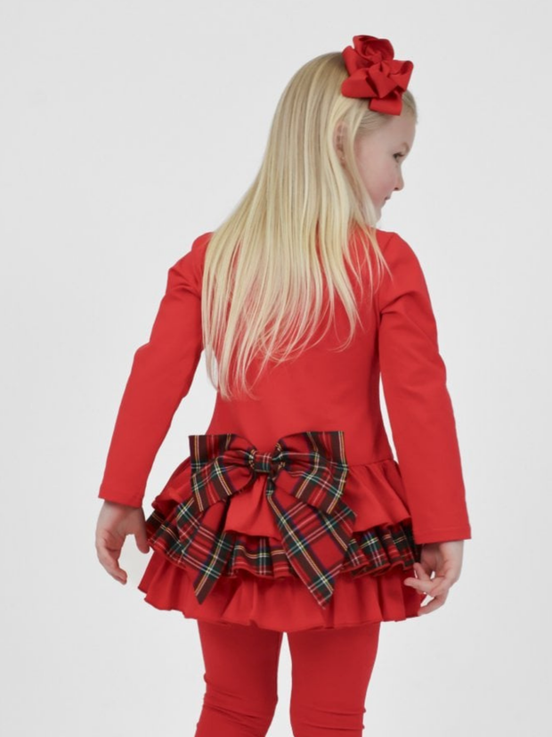 Girls 'Darcy' Tartan Bow Legging Set (18M - 8Y) - Red