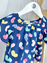 Toddler Girl Navy & Pink Hearts Set