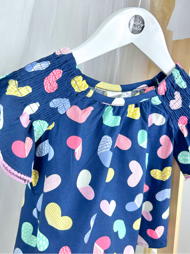 Toddler Girl Navy & Pink Hearts Set