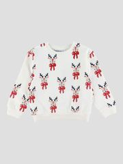 Name It Girls Cream Reindeer Christmas Sweatshirt (9M- 5Y)