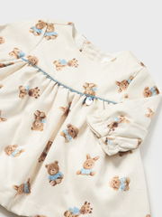 Mayoral Baby Girl Beige Bunny & Teddy Dress