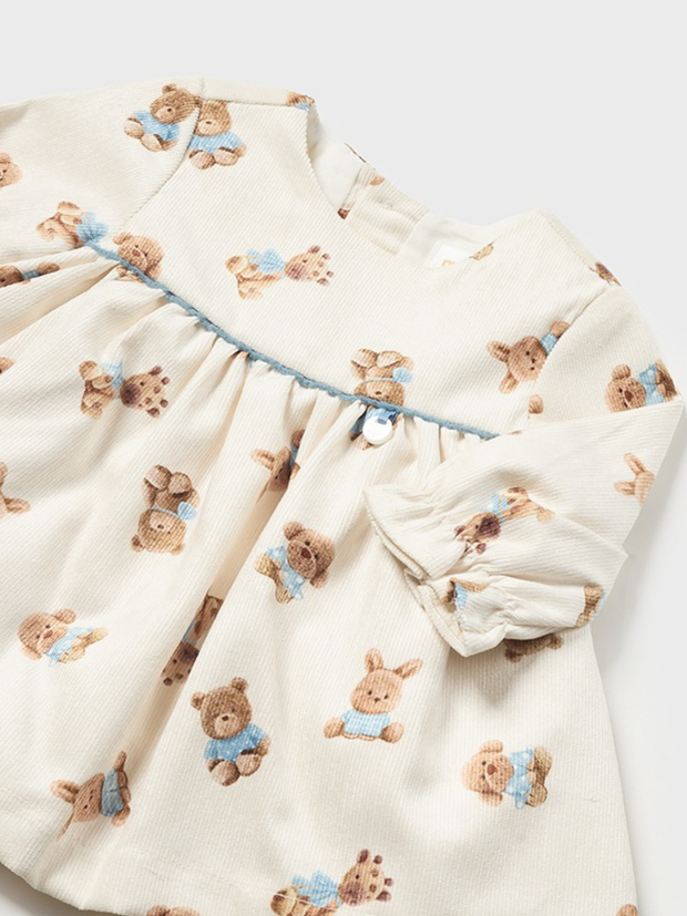 Mayoral Baby Girl Beige Bunny & Teddy Dress