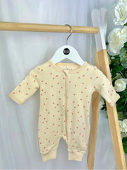 Name It Baby Girl Cream Zip Loveheart Babygrow