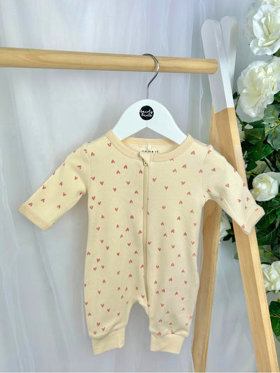 Name It Baby Girl Cream Zip Loveheart Babygrow