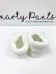 Knitted Baby Booties With Satin Bow - 2 Colours