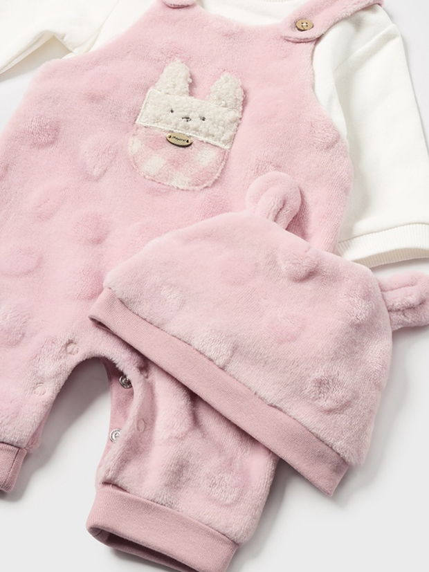 Mayoral Baby Girl Velour Bunny Dungaree Set