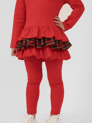 Girls 'Darcy' Tartan Bow Legging Set (18M - 8Y) - Red