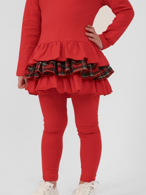Girls 'Darcy' Tartan Bow Legging Set (18M - 8Y) - Red