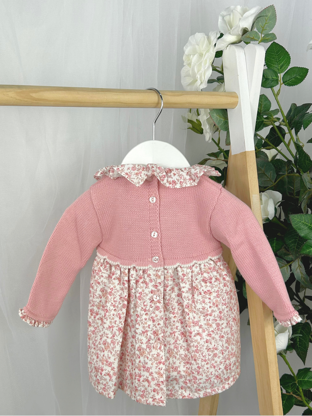 Baby Girls Pink Knitted Floral Dress (3M - 3Y)