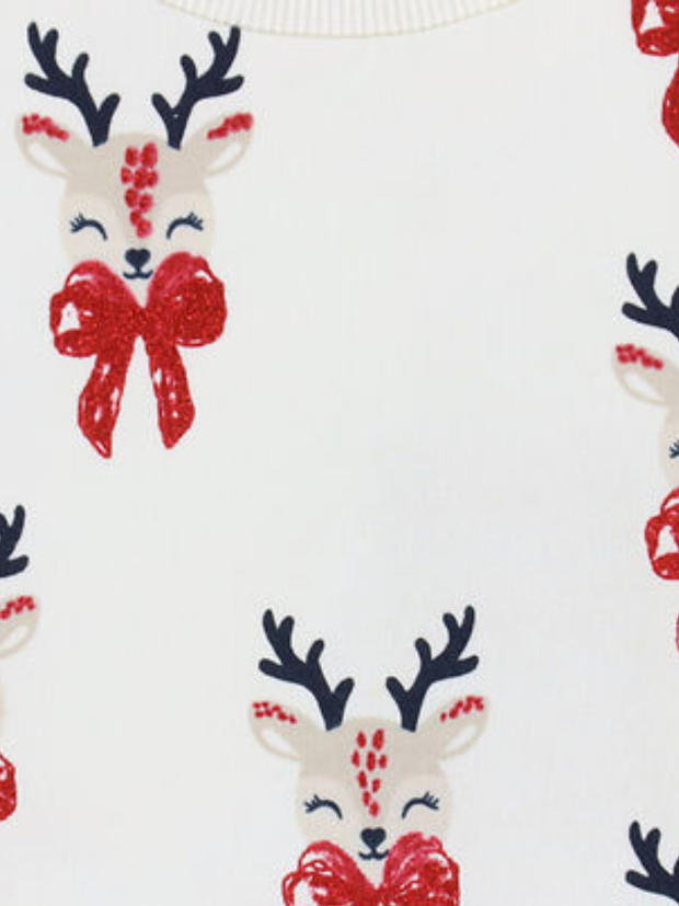 Name It Girls Cream Reindeer Christmas Sweatshirt (9M- 5Y)