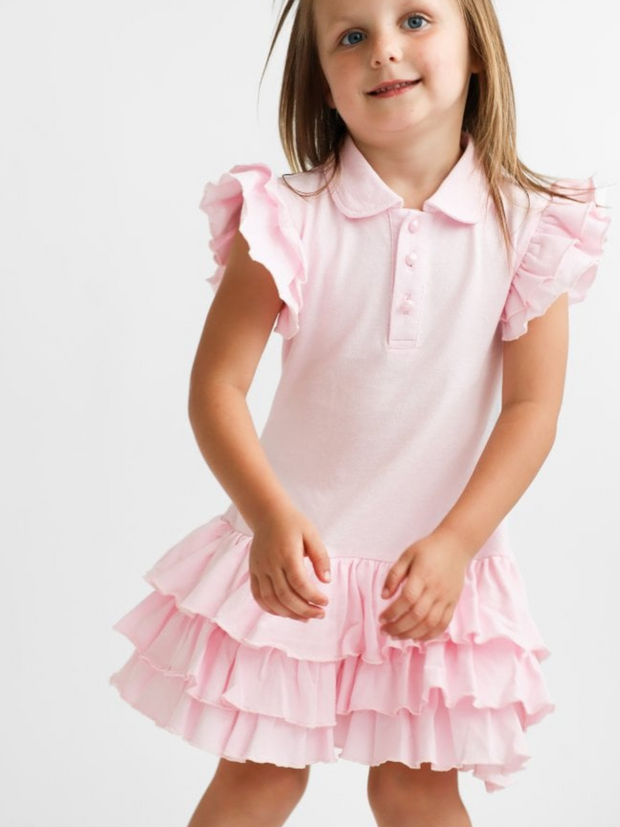 Girls 'Sian' Polo Dress - Light Pink