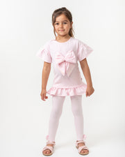 Caramelo Girls Pink Ruffle legging Set