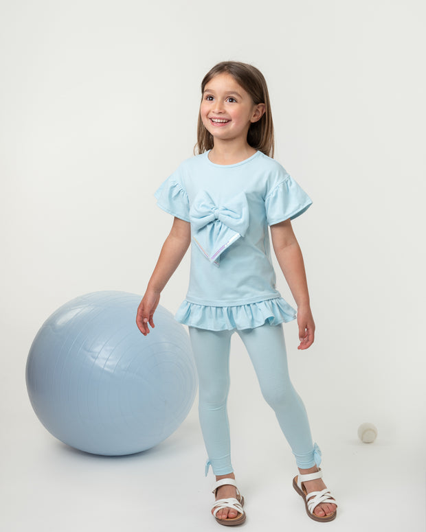 Caramelo Girls Blue Ruffle legging Set