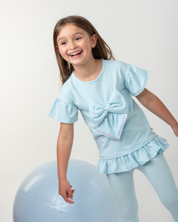 Caramelo Girls Blue Ruffle legging Set