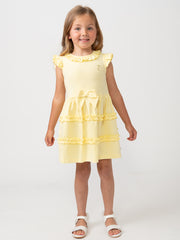 Caramelo Junior Girl Lemon Frill Dress With Bow