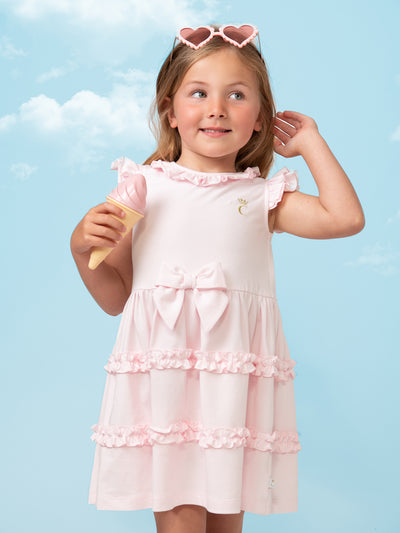 Caramelo Junior Girl Pink Frill Dress With Bow